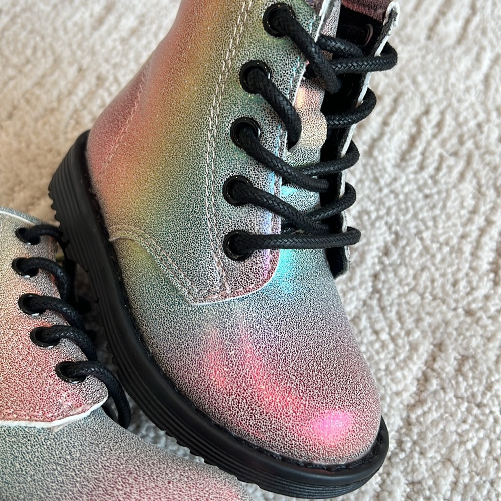 Toddler girls rainbow lace up moto boots - Picture 8 of 10